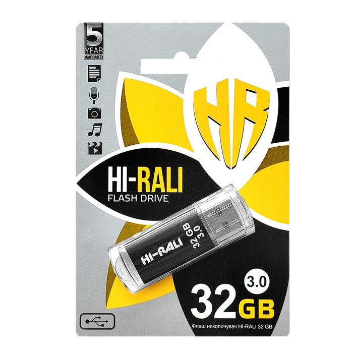 Флеш-накопичувач USB3.0 32GB Hi-Rali Rocket Series Black (HI-32GB3VCBK)