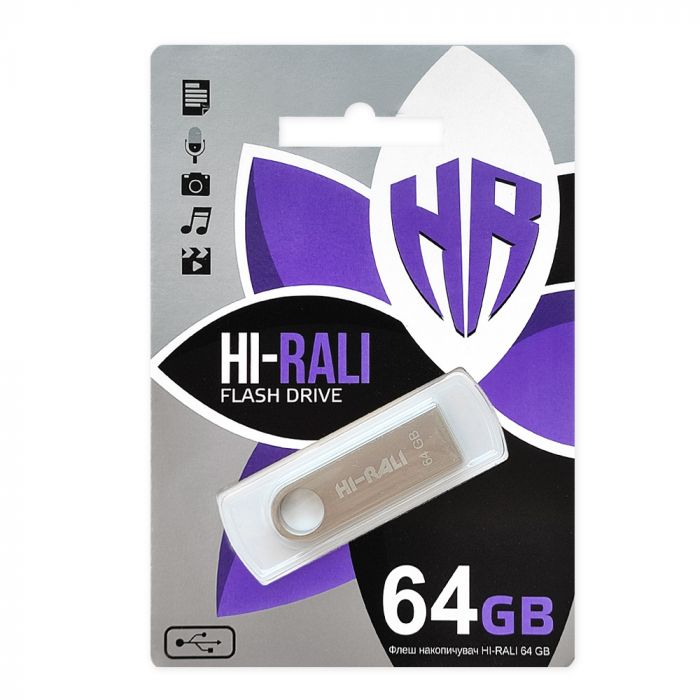 Флеш-накопичувач USB 64GB Hi-Rali Shuttle Series Silver (HI-64GBSHSL)