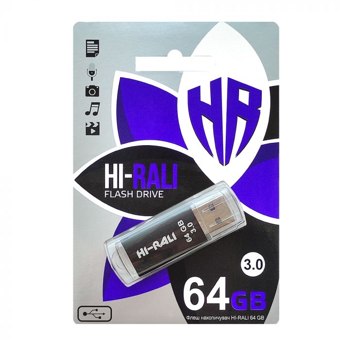 Флеш-накопичувач USB3.0 64GB Hi-Rali Rocket Series Black (HI-64GB3VCBK)