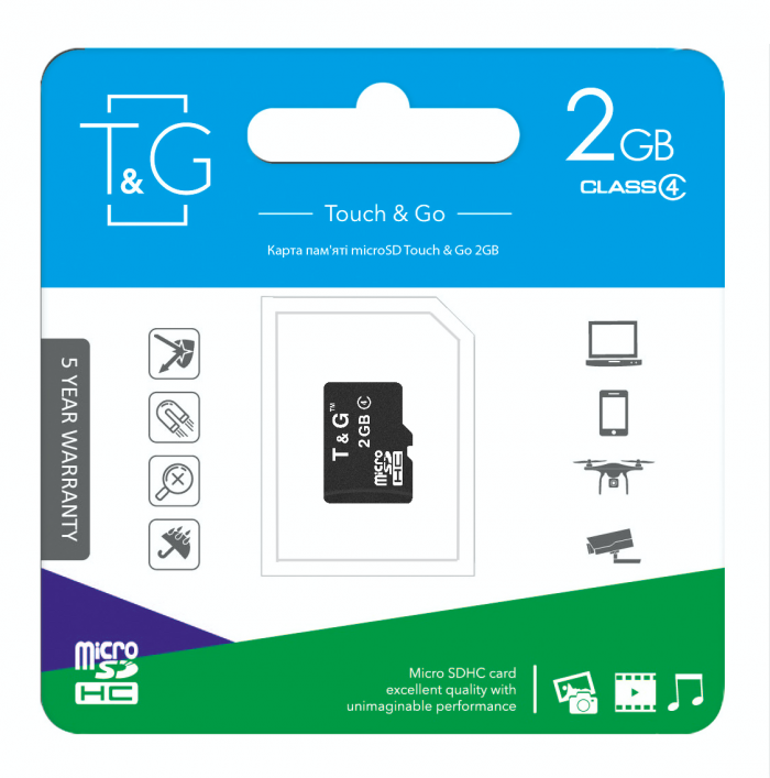 Карта пам`ятi MicroSDHC 2GB Class 4 T&G (TG-2GBSD-00)