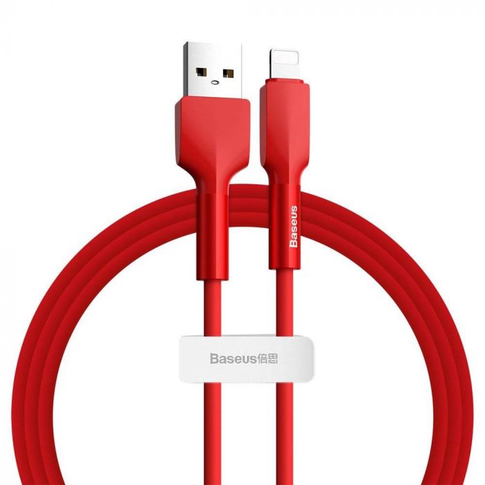 Кабель Baseus Silica Gel USB-Lightning 2.4A, 1м Red (CALGJ-09)