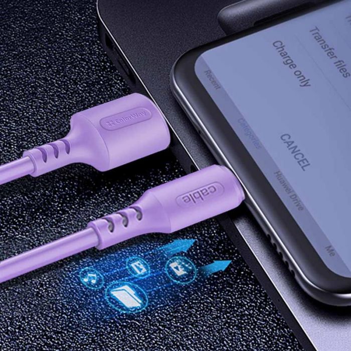 Кабель ColorWay USB-microUSB, soft silicone, 2.4А, 1м, Purple (CW-CBUM044-PU)