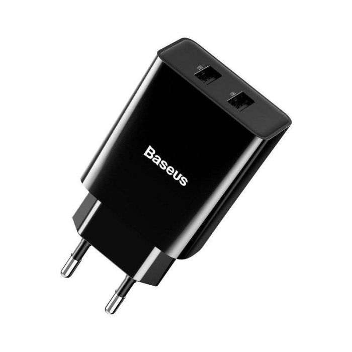 Мережевий зарядний пристрій Baseus Speed Mini Dual U Charger (2USB) 10.5W Black (CCFS-R01)