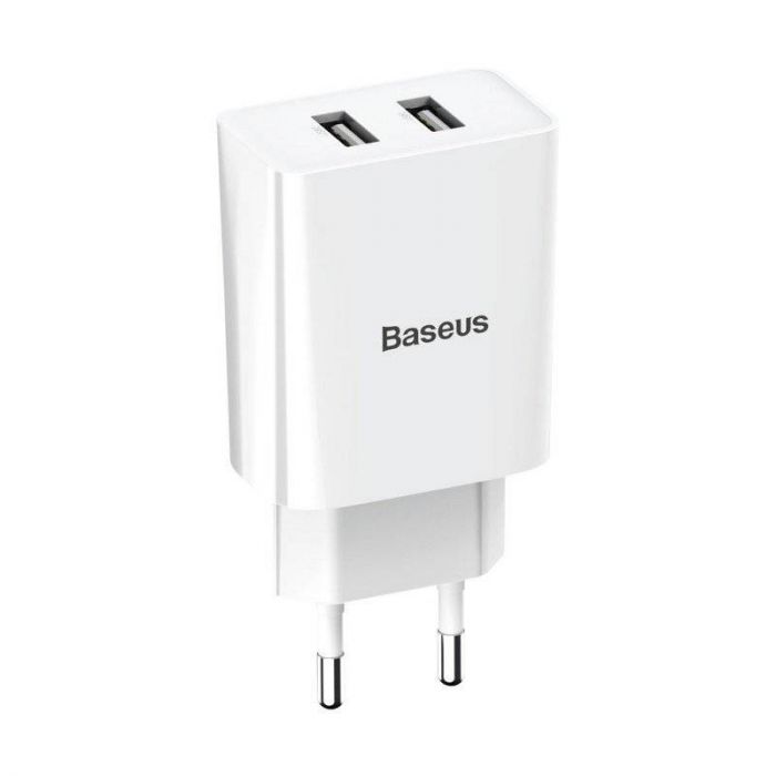 Мережевий зарядний пристрій Baseus Speed Mini Dual U Charger (2USB) 10.5W White (CCFS-R02)
