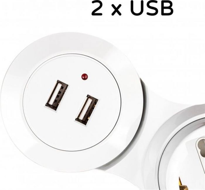 Мережевий фільтр XoKo (XK-SP-4-2 Flex) 4 розетки, 2 USB, 1.8 м, White