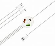 Кабель XoKo SC-3300 USB-Lightning/MicroUSB/USB Type-C, 1.2м White (SC-3300WT)