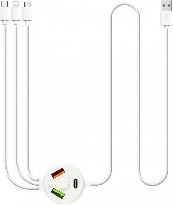 Кабель XoKo SC-3300 USB-Lightning/MicroUSB/USB Type-C, 1.2м White (SC-3300WT)