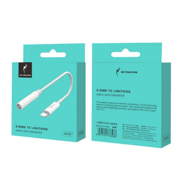 Перехідник SkyDolphin AU02 Lightning - 3.5mm White (ADPT-00017)