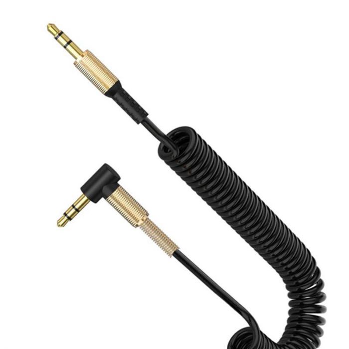 Аудіо-кабель SkyDolphin SR08 Spring Wire 3.5 мм-3.5 мм, 1 м, Black (AUX-000062) 