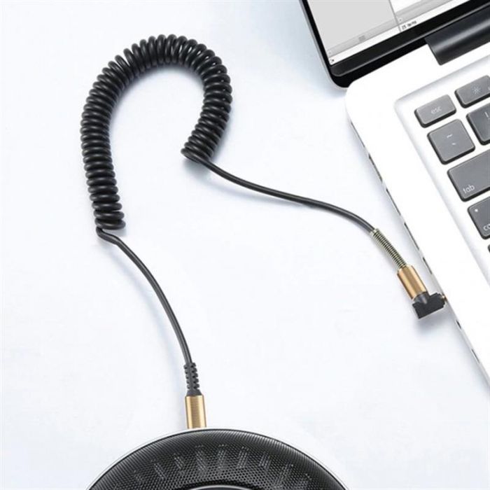 Аудіо-кабель SkyDolphin SR08 Spring Wire 3.5 мм-3.5 мм, 1 м, Black (AUX-000062) 