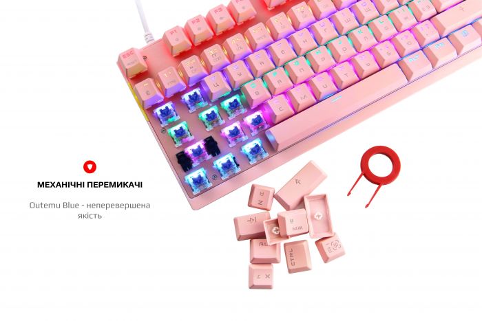 Клавіатура Motospeed K82 Hot-Swap Outemu Blue Ukr (mtk82phsb) Pink USB