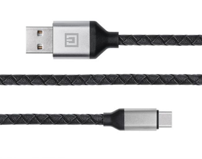 Кабель REAL-EL Premium Leather USB-USB Type C 1m, Black (4743304104802)