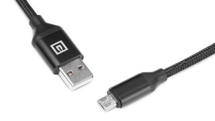 Кабель REAL-EL Premium Fabric USB-microUSB 2m, Black  (4743304104758)