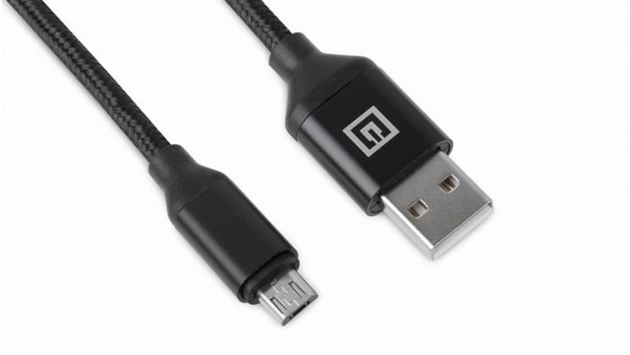 Кабель REAL-EL Premium Fabric USB-microUSB 2m, Black  (4743304104758)