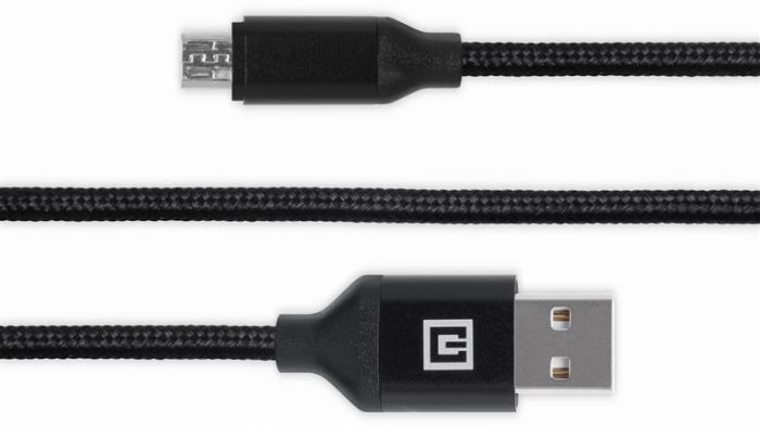 Кабель REAL-EL Premium Fabric USB-microUSB 2m, Black  (4743304104758)