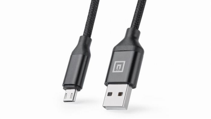 Кабель REAL-EL Premium Fabric USB-microUSB 2m, Black  (4743304104758)