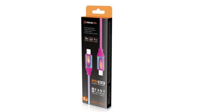 Кабель REAL-EL Premium Rainbow USB Type C-USB Type C 1m (4743304104741)