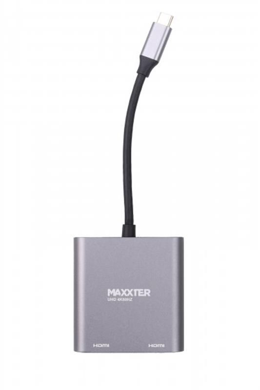 Адаптер-перехідник Maxxter (V-CM-2HDMI), USB-C-2хHDMI, сірий