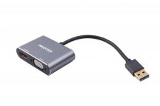 Адаптер-перехідник Maxxter (V-AM-HDMI-VGA), USB-HDMIхVGA, сірий