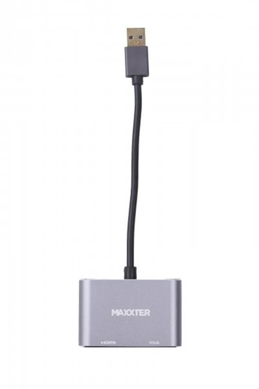 Адаптер-перехідник Maxxter (V-AM-HDMI-VGA), USB-HDMIхVGA, сірий