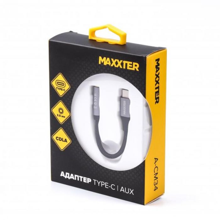 Адаптер-перехідник Maxxter (A-CM34), USB-C-3.5 мм, сірий