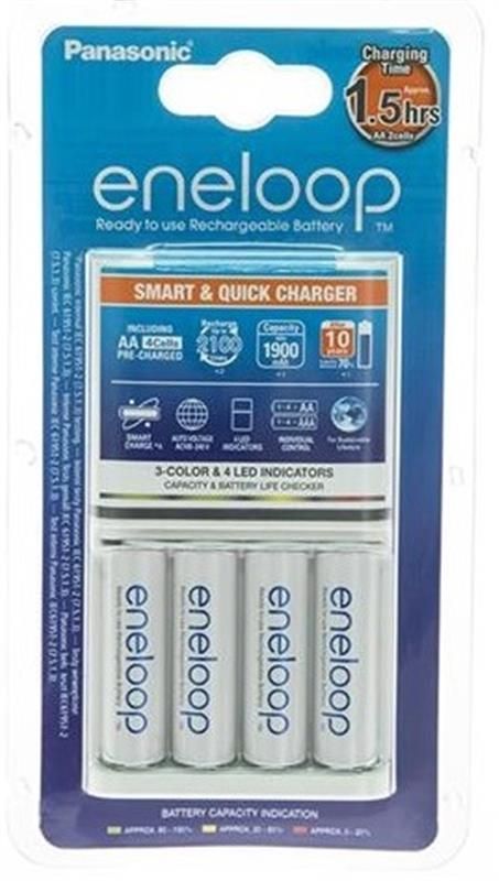 Зарядний пристрiй Panasonic Smart-Quick Charger + Eneloop AA/HR06 Ni-Mh 1900 mAh BL 4 шт