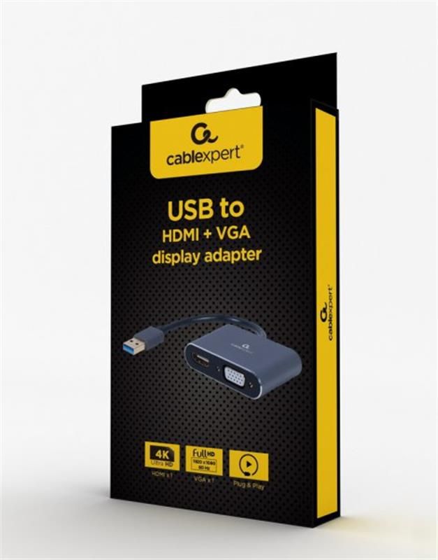 Адаптер Cablexpert (A-USB3-HDMIVGA-01) USB-HDMI/VGA, 0.15м