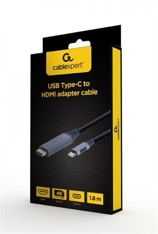 Кабель Cablexpert (CC-USB3C-HDMI-01-6) USB-С-HDMI, 4K 60Hz, 1.8 м, Black