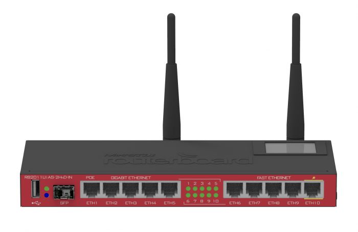 Маршрутизатор MikroTik RB2011UiAS-2HnD-IN (5x1G, 5x100M, 1xSFP, WiFi)