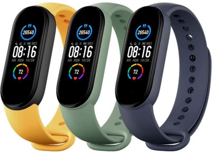 Ремешок Xiaomi для браслета Xiaomi Mi Smart Band 5 Blue/Yellow/Mint 3шт (BHR4640GL)