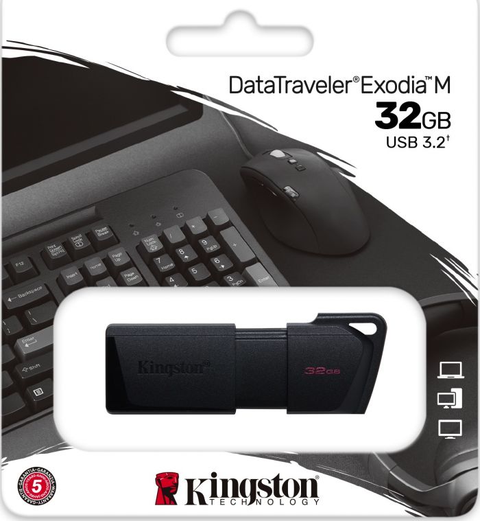 Флеш-накопичувач USB3.2 32GB Kingston DataTraveler Exodia M Black/Black (DTXM/32GB)