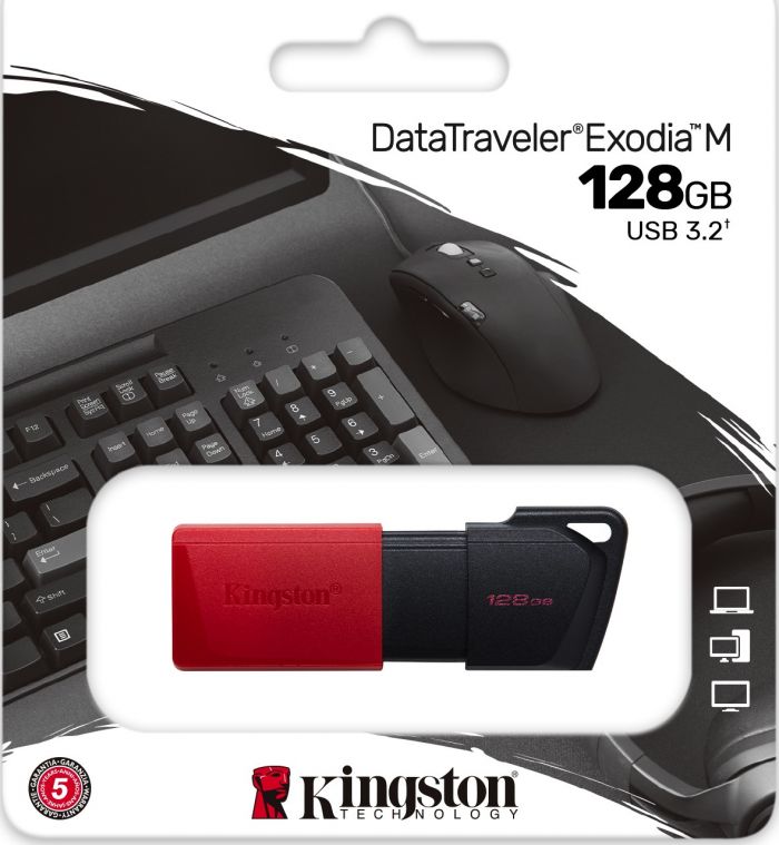 Флеш-накопичувач USB3.2 128GB Kingston DataTraveler Exodia M Black/Red (DTXM/128GB)