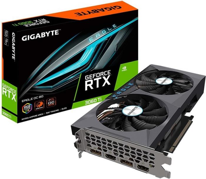 Відеокарта GF RTX 3060 Ti 8GB GDDR6 Eagle OC Gigabyte (GV-N306TEAGLE OC-8GD 2.0) (LHR)