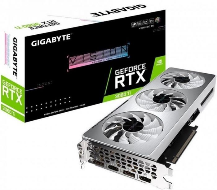 Відеокарта GF RTX 3060 Ti 8GB GDDR6 Vision OC Gigabyte (GV-N306TVISION OC-8GD 2.0) (LHR)