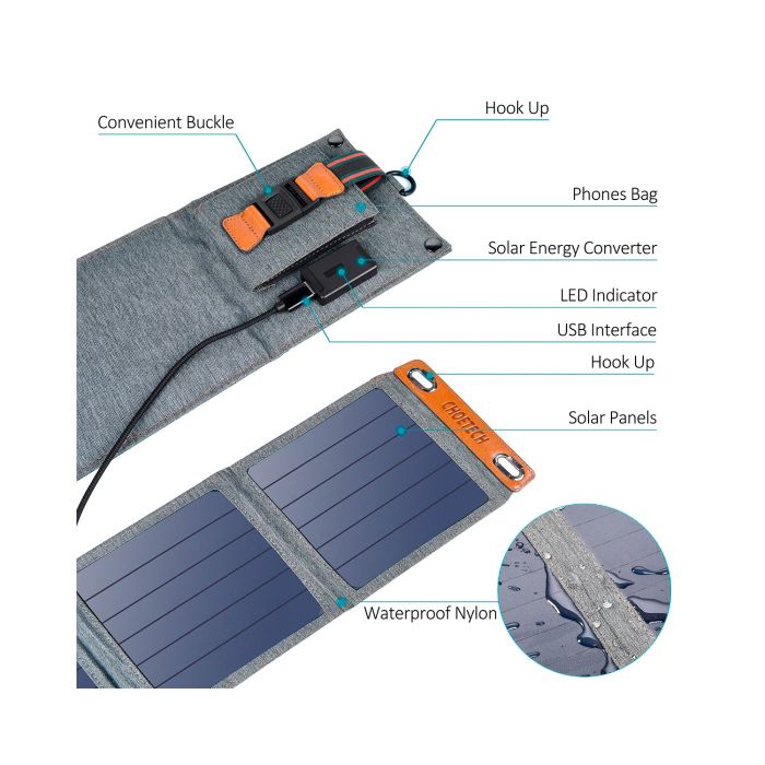 Сонячний зарядний пристрій Choetech 14W Foldable Solar charger Panel (SC004)