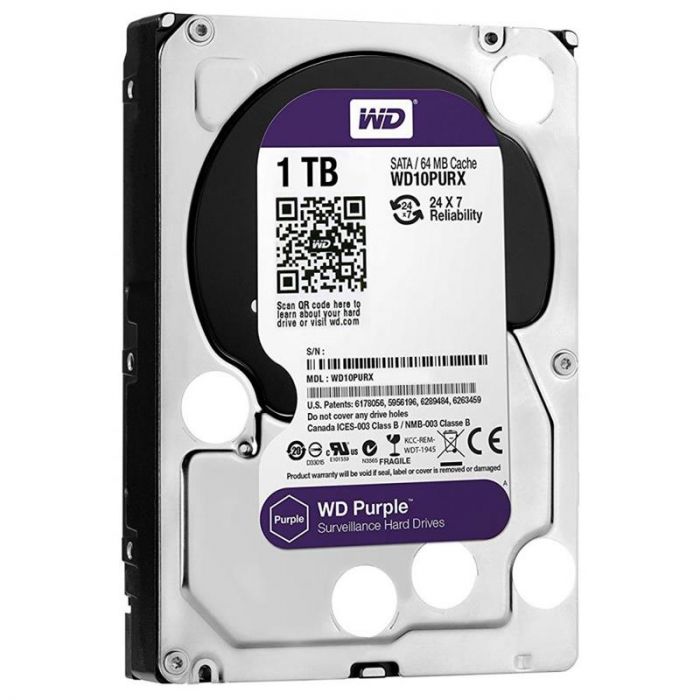 Накопичувач HDD SATA 1.0TB WD Purple 5400rpm 64MB (WD10PURZ)