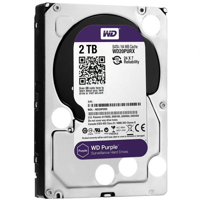 Накопичувач HDD SATA 2.0TB WD Purple 5400rpm 64MB (WD20PURZ_) (Б/В)