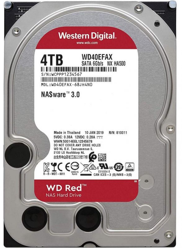 Накопичувач HDD SATA 4.0TB WD Red 5400rpm 256MB (WD40EFAX)