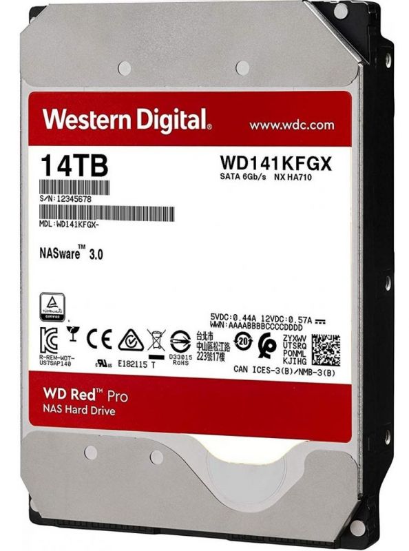 Накопичувач HDD SATA 14.0TB WD Red Pro NAS 7200rpm 512MB (WD141KFGX)