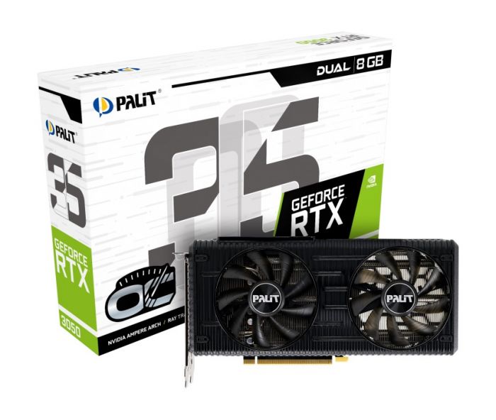 Відеокарта GF RTX 3050 8GB GDDR6 Dual OC Palit (NE63050T19P1-190AD)