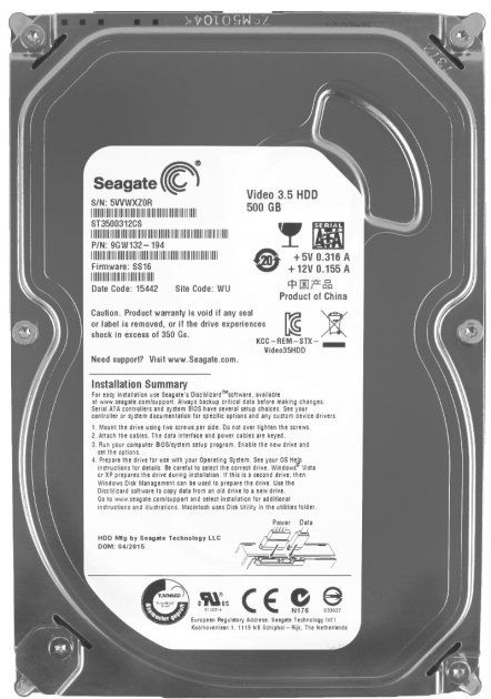 Накопичувач HDD SATA  500GB Seagate 5900RPM 8MB (ST3500312CS) Ref