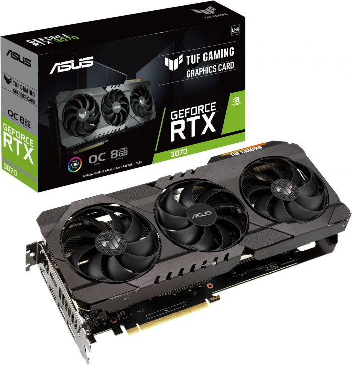 Відеокарта GF RTX 3070 8GB GDDR6 TUF Gaming V2 OC Asus (TUF-RTX3070-O8G-V2-GAMING) (LHR)