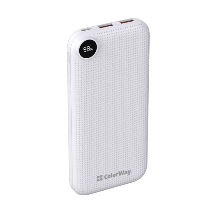 Універсальна мобільна батарея ColorWay LCD 10000mAh White (CW-PB100LPI3WT-PDD)