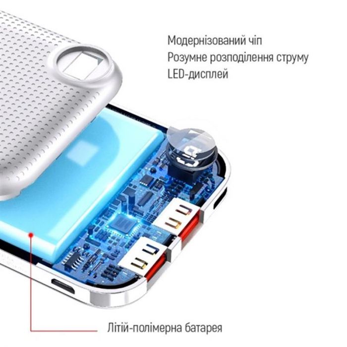 Універсальна мобільна батарея ColorWay LCD 10000mAh White (CW-PB100LPI3WT-PDD)