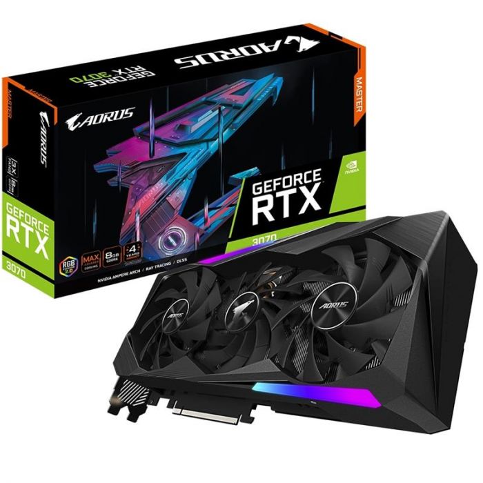 Відеокарта GF RTX 3070 8GB GDDR6 Aorus Master Gigabyte (GV-N3070AORUS M-8GD 2.0) (LHR)