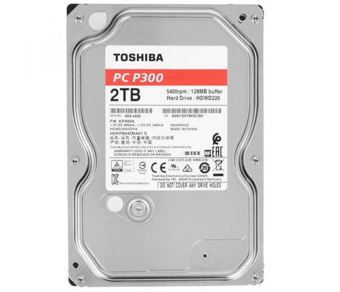 Накопичувач HDD SATA 2.0TB Toshiba P300 5400rpm 128MB (HDWD220EZSTA)