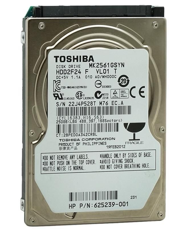 Накопичувач HDD 2.5" SATA  250GB Toshiba 7200rpm 16MB (MK2561GSYN) Refurbished