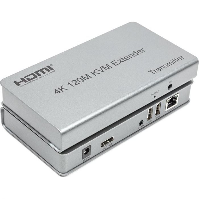 Подовжувач HDMI сигналу PowerPlant HDMI 4K/30hz, до 120м, через CAT5E/6 (HDES120-KVM) (CA912933)