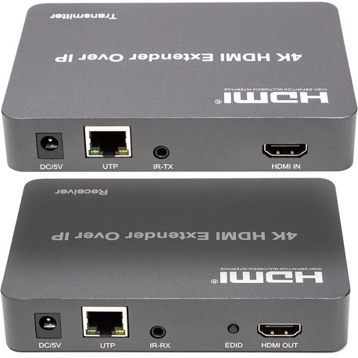 Подовжувач HDMI сигналу PowerPlant HDMI 4K/30hz, до 150м, через CAT5E/6 (HDES150-KVM) (CA912957)