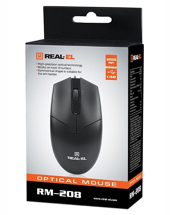 Миша REAL-EL RM-208 Black (EL123200030)